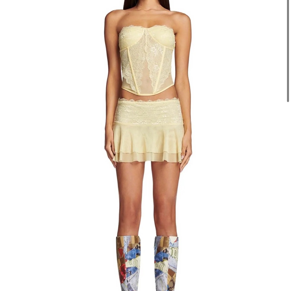 I.AM.GIA Yellow Lace Bustier Top